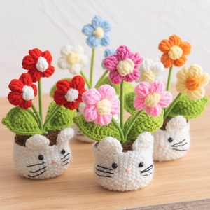 Adorno de Escritorio de Flores Tejidas a Mano Personalizadas, Simulación de Flores de Hilo, Pequeña Decoración Floral, Regalo - Product Image 1