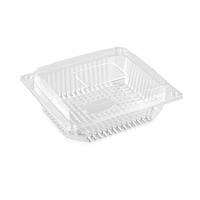 Boîte alimentaire rectangulaire transparente en PET avec couvercle à clipser, emballage pour fruits, gâteaux, salades, desserts, pizzas