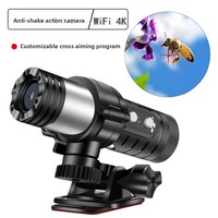 Cámara Deportiva 4K HD WiFi con Linterna, Cámara para Casco, Antivibración, Impermeable, con Tarjeta TF, Grabadora para Motocicleta