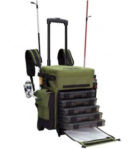 Muestra Gratuita de Bolsa de Pesca Deportiva con Ruedas, Portacañas, Bolsa de Pesca Impermeable Grande de Color Verde, Mochila para Aparejos de Pesca - Product Image 2