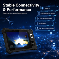 Tablet Kontrol Akses Sidik Jari Biometrik Tangguh 8 Inci Android 13 Pengenal Wajah IP67 USB-A Tipe-C RJ45 WiFi Bluetooth GPS