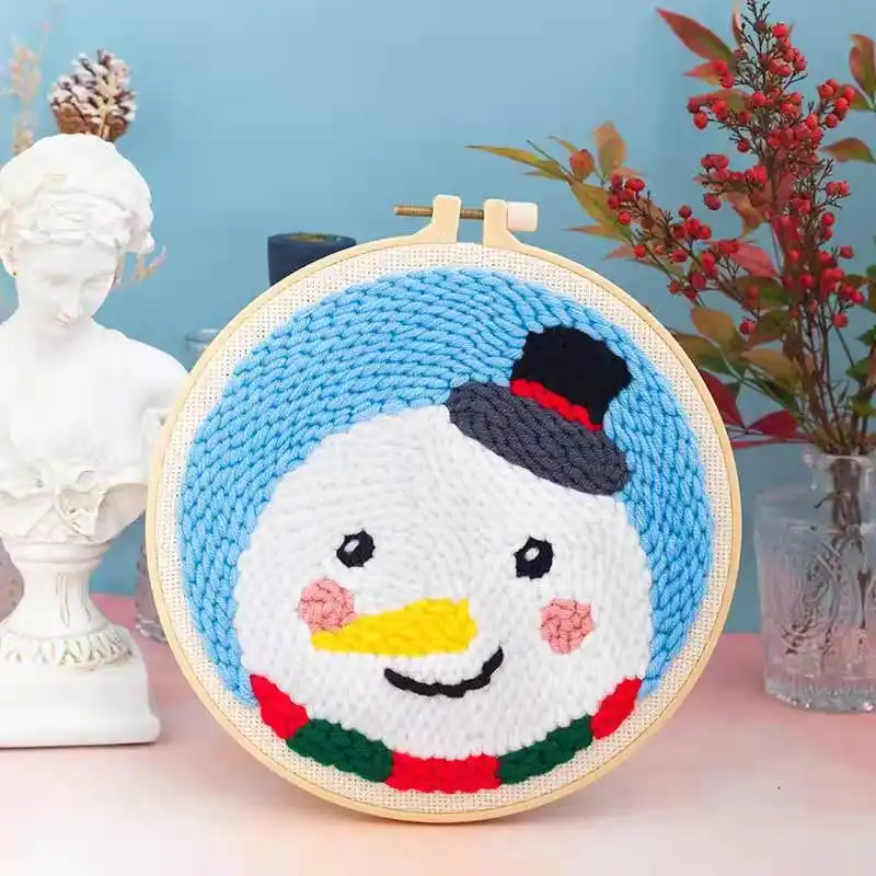 embroidery kit beginner homemade gift poke show woolen embroidery hand embroidered DIY material pack with Snowman picture
