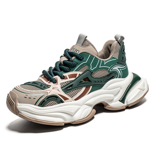 รองเท้าทรง Chunky สำหรับผู้ชาย รองเท้าผ้าตาข่ายระบายอากาศสำหรับฤดูร้อน รองเท้ากีฬาพื้นหนา รองเท้าทรง Dad Shoes ส้นเตี้ย พื้นยาง - Product Image 5