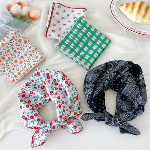 Bufanda cuadrada Floral de estilo japonés de lino y algodón para mujer para todas las estaciones verano otoño seda decorativa fresca para pañuelo pequeño - Product Image 2