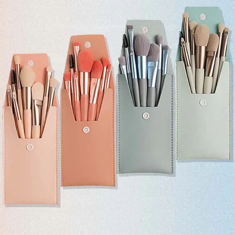 Wholesale Professional 8Pcs Travel Mini Makeup Brush With PU Bag