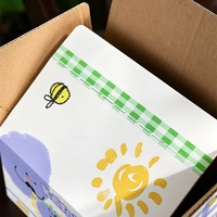 Boîte d'emballage pliable avec fermeture éclair à bande détachable, imprimé dessin animé personnalisé, pour collations, papeterie, petits cadeaux quotidiens