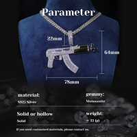 Colgante de Moissanita Estilo AK47 Iced Out, Personalizado en Plata de Ley 925 con Baño de Oro de Dos Tonos, Joyería Hip Hop para Raperos, Unisex