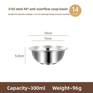 Grand saladier en acier inoxydable, grande cuve, base plate, empilable, pour la pâtisserie, la cuisine, usage domestique et commercial. - Product Image 6