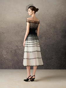 <span class=keywords><strong>Robe</strong></span> en maille à dégradé <span class=keywords><strong>noir</strong></span> et blanc, design vietnamien tendance Bettergirl 2025 - Product Image 3