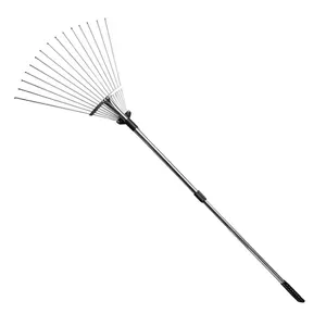 Aluminum Garden 9 Tooth Manual Hay Rake Adjustable Telescopic Grass Blade Rake Garden 24 tine steel Farming garden leaf Rake