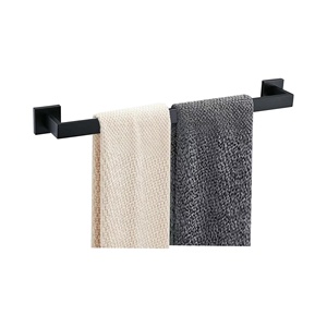 Toallero Moderno de Pared, Barra Individual para Toallas, Acero Inoxidable, Acabado Negro Mate y Dorado Cepillado para Baño - Product Image 1