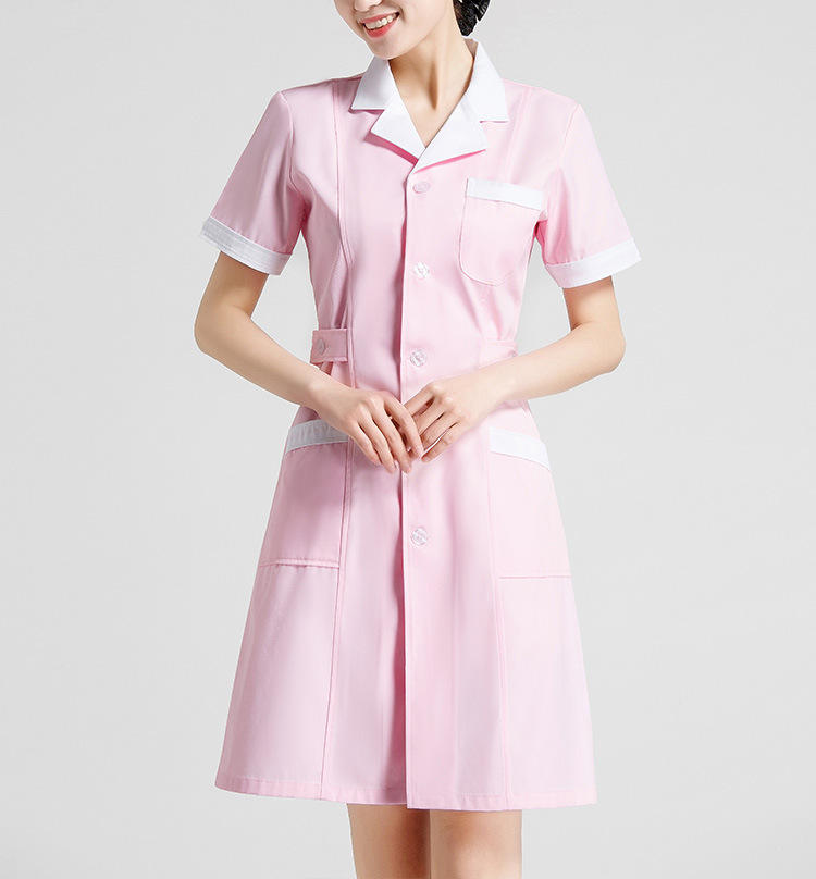 Female - Pink Shirt White Collar Short Sleeve