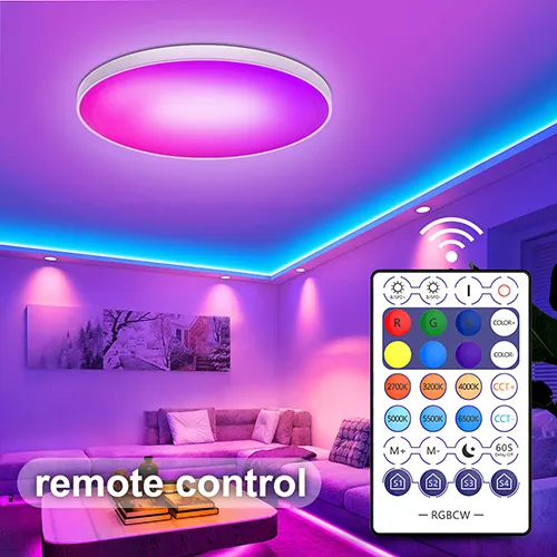 Simple moderne rond personnalité voix App contrôle chronométré rvb intérieur luminaire chambre salon hôtel led panneau de plafond lumière