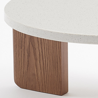 Bois massif frêne pieds en bois Table basse moderne sol bas rond Table gigogne salon CKD Packs Table en pierre de Quartz