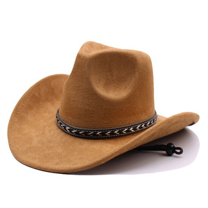 Sombrero Vaquero Unisex Personalizado con Logotipo, Sombrero Fedora de Ala Ancha de Tela de Gamuza para Protección Solar, para Uso Diario - Product Image 1