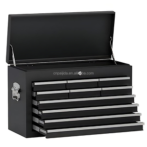 Boîte à outils métallique portable avec tiroirs, serrure centrale à clé pour la sécurité, finition thermolaquée résistante aux rayures, <span class=keywords><strong>coffre</strong></span> robuste - Product Image 4