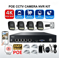 TSEye 4K 8MP IP66 4CH NVR Kit IP-Sicherheitsnetzwerkkamera mit Menschlicher Bewegungserkennung POE Überwachungskamerasystem