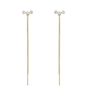 Pendientes de borla de perlas de dos piezas para mujer. Estilo mayorista. Las borlas largas hacen que la cara sea más delgada Pendientes N205220 - Product Image 4
