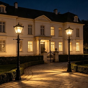 Farolas de Calle de Estilo Europeo de Lujo con Cestas de Flores en Ambos Lados, Luces Decorativas LED Eléctricas para Jardín y Paisaje - Product Image 3