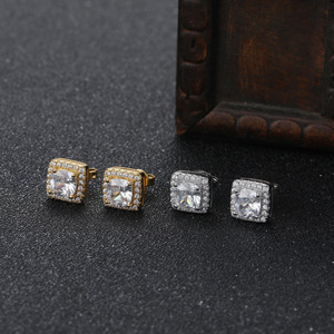 RQ-pendientes clásicos de circonia cúbica <span class=keywords><strong>para</strong></span> <span class=keywords><strong>hombre</strong></span> y mujer, aretes pequeños de cristal de CZ <span class=keywords><strong>para</strong></span> mujer, aretes de fiesta, joyería de hip hop - Product Image 3