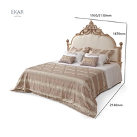 Klv — ensemble de chambre à coucher en bois massif sculpté de luxe français, meubles de maison, lit en bois Antique, sculpté, King Size