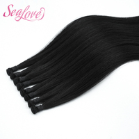 Extensions de cheveux humains tissées à la main, noires, double épaisseur, douces, pour extensions de salon professionnelles