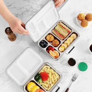 Aohea Verkaufsschachtel Trager stapelbare Bento-Lunchbox mehrschichtiger Edelstahl-Lebensmittelbehälter