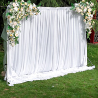 WW-001 pas cher blanc glace soie tissu fête de mariage toile de fond drapé rideau fête d'anniversaire scène toile de fond