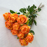 QYY Factory 10 têtes Bulgarie Bords brûlants Rose Roses artificielles Fleurs pour la fête