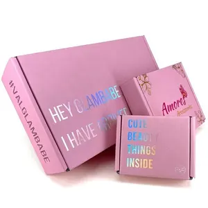 Caixas de embalagem de extensão de cabelo, pequenas caixas de envio bonitas em cores rosa