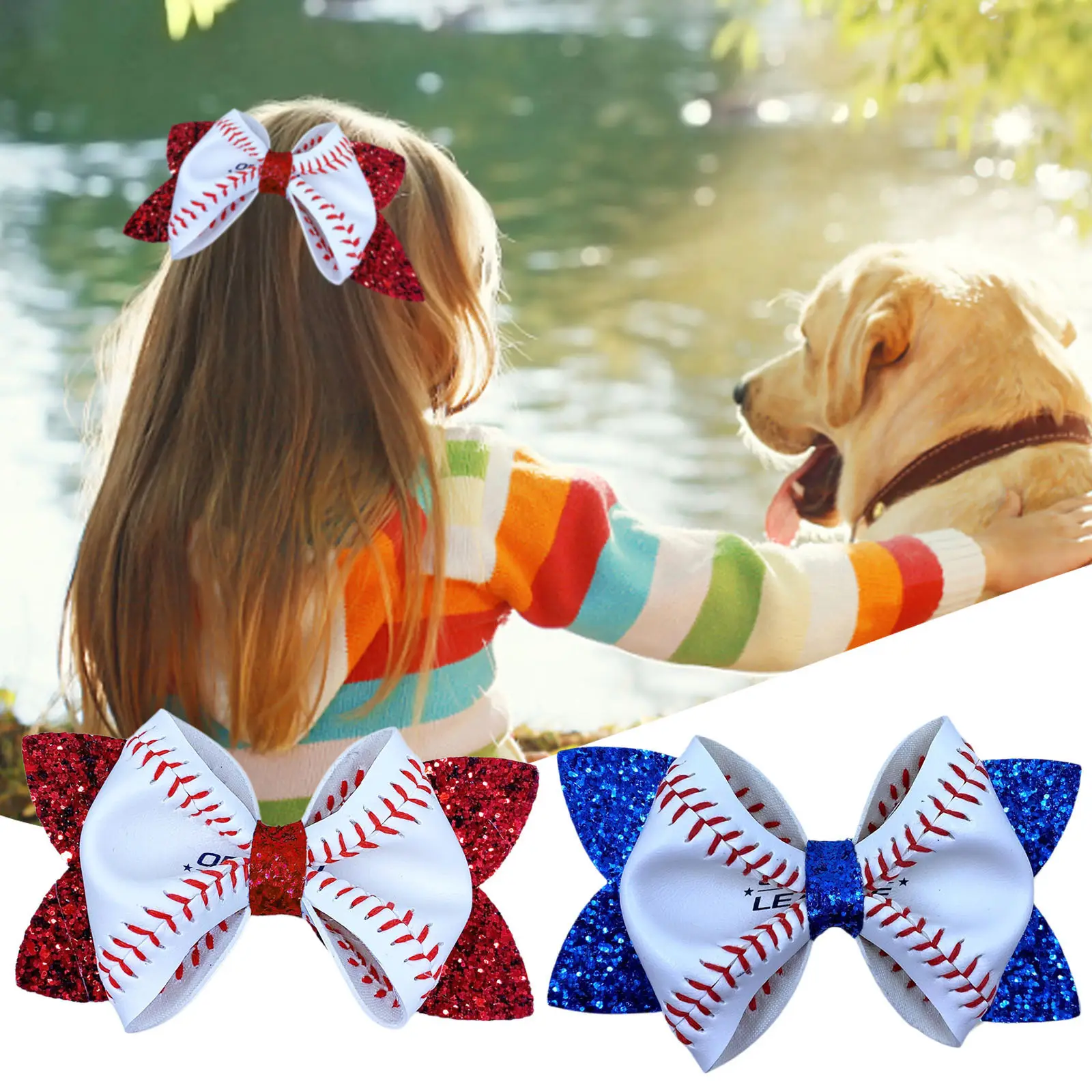 4.72 Polegadas Glitter Baseball Hair Bows Acessórios para o cabelo Clip Girl Bow Clip Hairpin