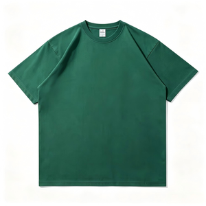 <span class=keywords><strong>Camiseta</strong></span> Básica Lisa de 300GSM para Hombre, Personalizable, 100% Algodón, Alta Calidad, Estilo Vintage, Corte Cuadrado, con Logotipo Personalizado, Unisex, Venta al Por Mayor, <span class=keywords><strong>Verde</strong></span> Oscuro - Product Image 3