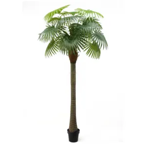 Dongguan Suppliers Lifelike Hot Sale Cheap Faux Tropical Potted Plant Artificial Fan Palm Tree For Swimming Pool Backyard Decor