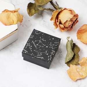 Caja de joyería cuadrada con horóscopo del zodiaco, Cajas de Regalo de papel Kraft <span class=keywords><strong>negro</strong></span>, anillo de compromiso para pendientes, collar, pulsera, 1 ud. - Product Image 3