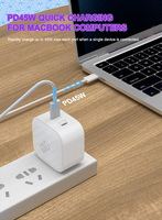 IBD Smart Laptop Cell Teléfono móvil QC 3,0 Pd 45W Usb Tipo C Usbc Multi 2 Port Adaptador de viaje Enchufe plegable Cargador de pared rápido Gan