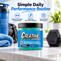 Gummies de créatine monohydrate à la myrtille, marque privée OEM, pour la récupération musculaire et le soutien des os/articulations, sans sucre, nutrition sportive pour adultes