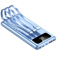 Batterie Li-Polymère Portable Haute Capacité Ultra Mince 20W 10000mAh Power Bank Double USB Micro USB Type-C Câble Intégré Technologie GaN