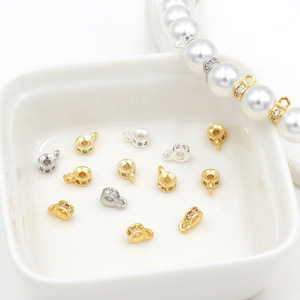 Cierre de tres vías con cuentas espaciadoras de circonita en oro de 18k, 4mm, accesorios de joyería DIY de forma redonda para la fabricación de collares y pulseras. - Product Image 1