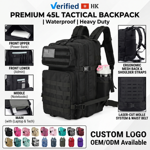 Custom Logo 45L Tactical Backpack, Heavy Duty Waterproof Nylon <b>Molle</b> Rucksack - Product Image 1