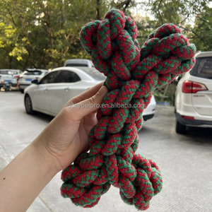 Corde à nœud de noël pour chien, jouet à mâcher vert et rouge pour animaux de compagnie, conception interactive de nœud, jouets en corde pour chien - Product Image 4