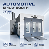 Cabina de Pintura Automotriz Industrial Personalizable en Oferta, Cabina de Pintura para Autos con Doble Tubo de Escape, Puertas Grises de 3 Paneles, Certificación CE ISO