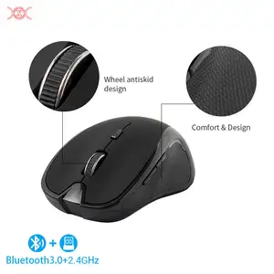 Xiantaistar Mouse baterai USB 2.4G, mouse PC BT 3.0 Mode ganda nirkabel, Model 3D bt air