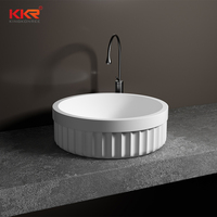Tkr — Lavabo de salle de bains en pierre, vaisselle sanitaire de luxe moderne, Surface unie, lavage des mains, Lavabo de bateau, Lavabo