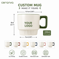 Set Hadiah Mug Keramik Bergaris Logo Kustom Grosir Cangkir Kopi dengan Kotak Hadiah Mewah OEM ODM Hadiah Promosi Perusahaan