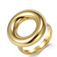 Bague Ronde en Acier Inoxydable 316L de Haute Qualité, Style Exagéré, Grande Taille, Argentée, Non Décolorante, Bijou pour Femme