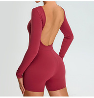 Body de una Pieza de Manga Larga sin Espalda, de Spandex y Nailon, Transpirable, de Secado Rápido, Ligero y sin Costuras, para Clases de Baile