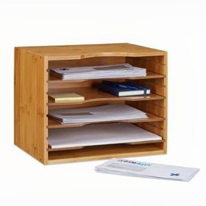 Bandejas de madera para documentos tamaño A4, organizador de escritorio de varios niveles, caja de almacenamiento para archivos, para uso en oficina y hogar - Product Image 1