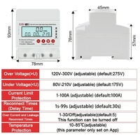 Compteur d'énergie monophasé WiFi Tuya 100A avec protection contre les surtensions et les sous-tensions, mesure bidirectionnelle de l'électricité, compteur de puissance kWh EAEMP1