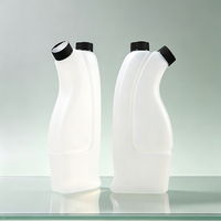 Bouteille vide en plastique HDPE de 1L, grande et transparente, à deux compartiments, pour lessive liquide et savon liquide