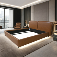 Base de lit d'hôtel moderne de luxe en PU avec dessus capitonné en velours doux et cadre en bois - Tailles et couleurs personnalisables